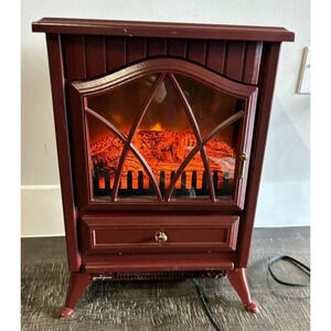 Portable Independent Vent-Free Heat Electric Stove Brown Size 16.25Wx11Dx21.25H